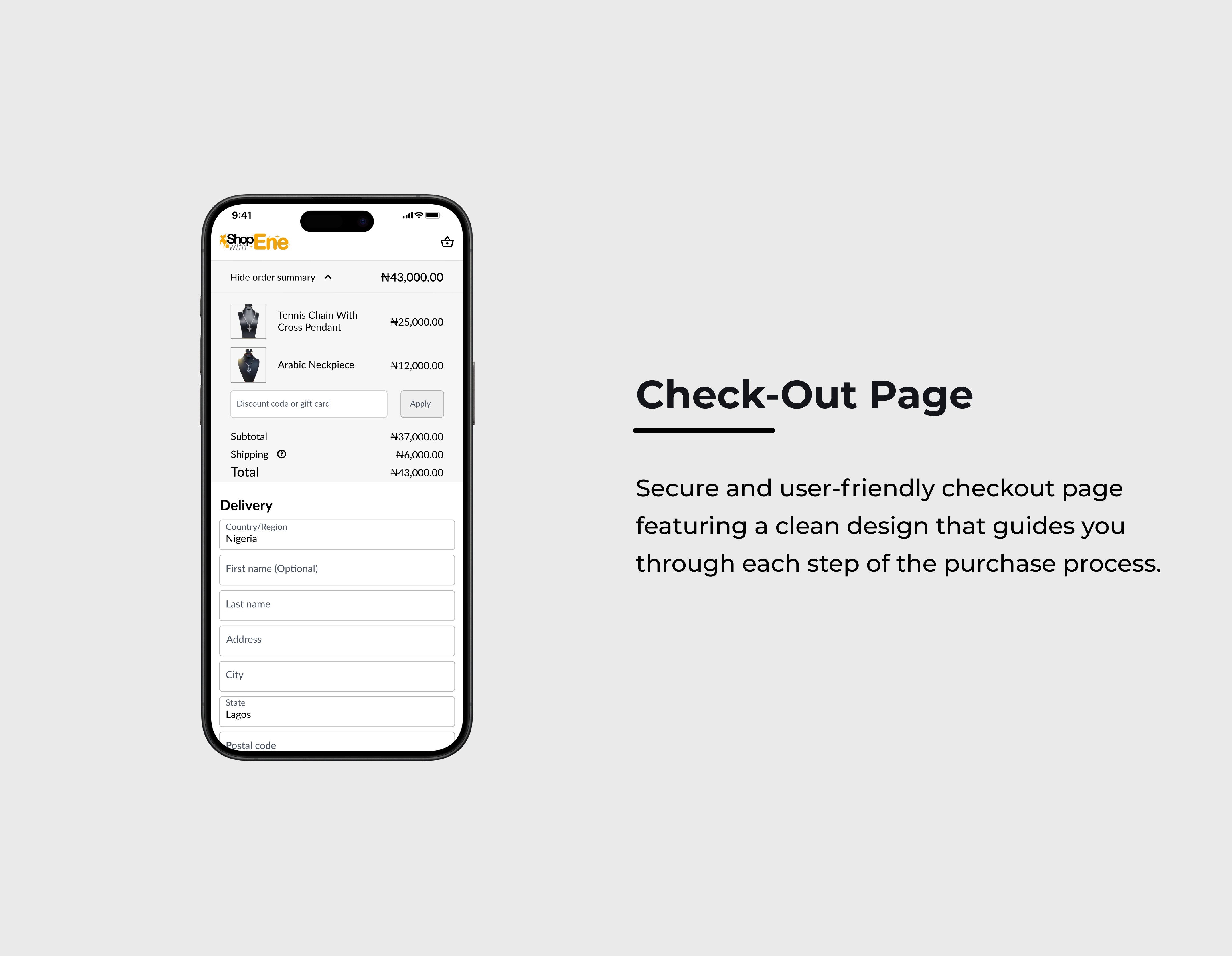 A home page of the desserts shop website