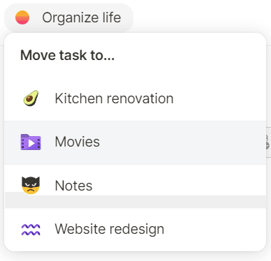 Move task to another space