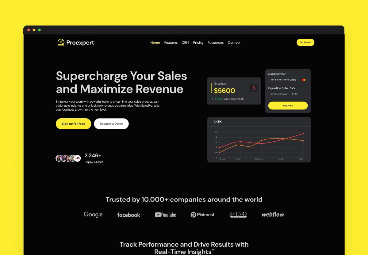 Sales monitoring SaaS landing page