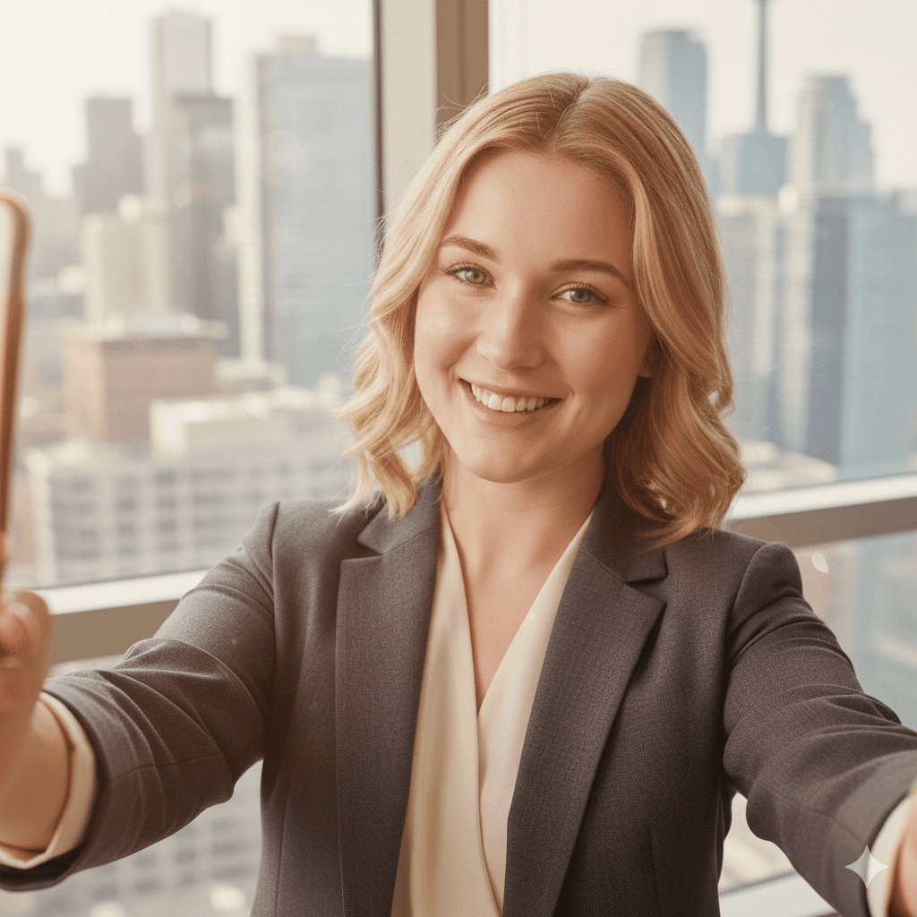 A photo of woman in red