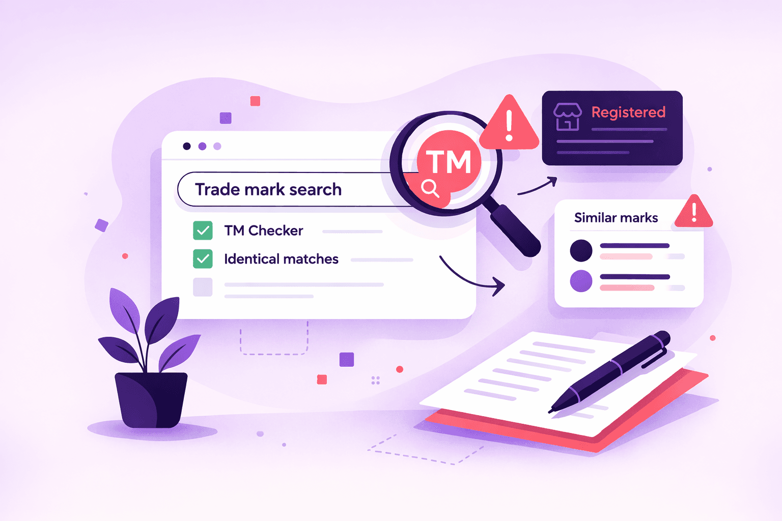Illustration of a trade mark search using TM Checker and identical match checks to identify potential trade mark risks
