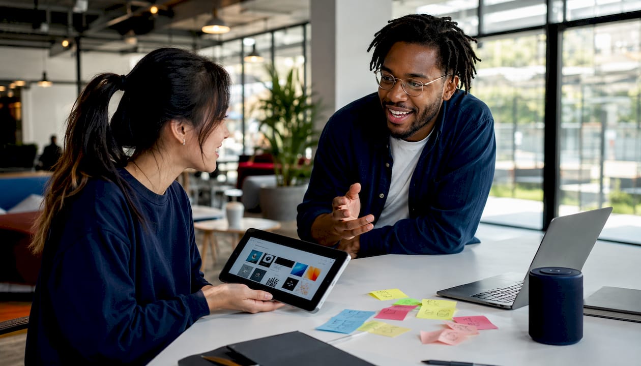 Two creators collaborating on TikTok content strategy