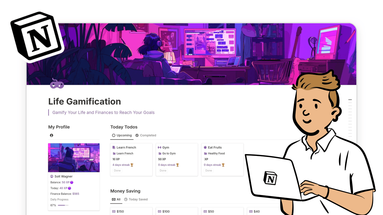 Top 10 Notion Gamification Templates to Gamify your Life - Solt Wagner