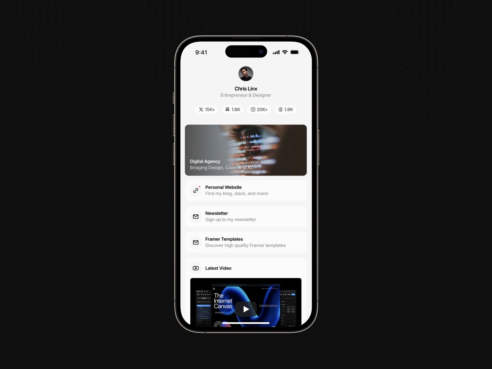 Linx — 高级暗黑极简个人品牌网站设计灵感