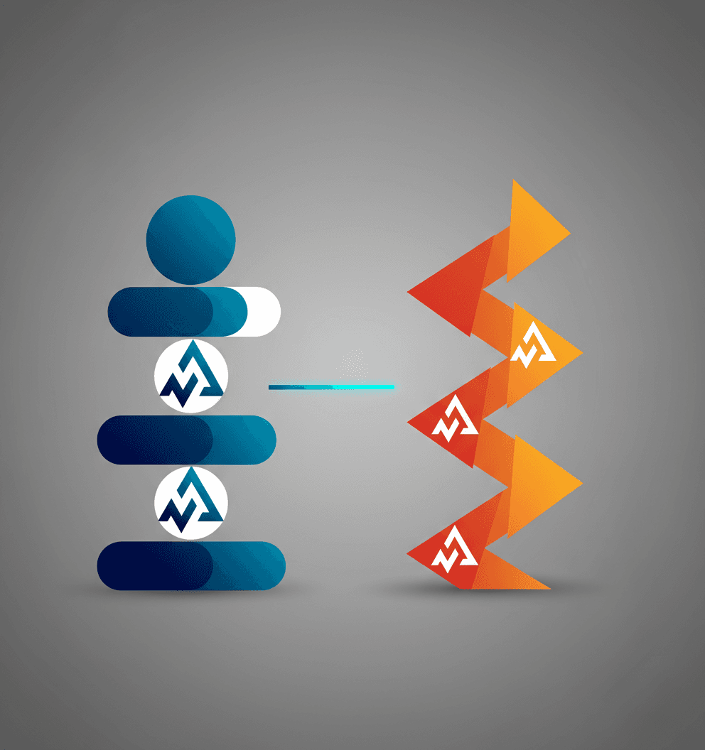 A minimalist table contrasting conservative trading settings and aggressive growth strategies, visually connecting both through a glowing alignment line to symbolize goal-focused decision-making.