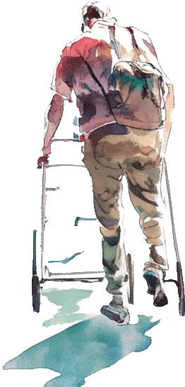 Drawing of a person with limited mobility.