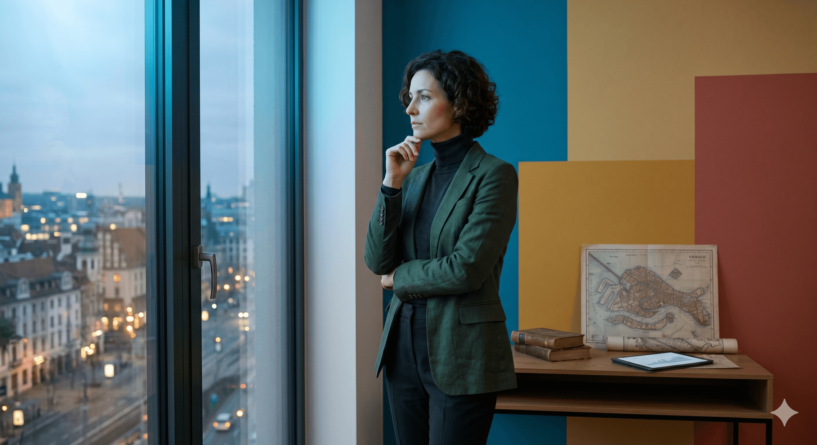 authenix illustration historian thinking about facts staring out of the window ai generated image