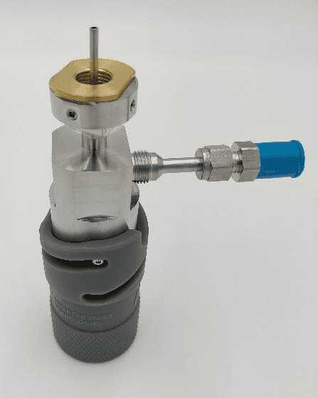 Figure 13: Ground half coupling (GHC) with handling tool for propellant loading through the FDV