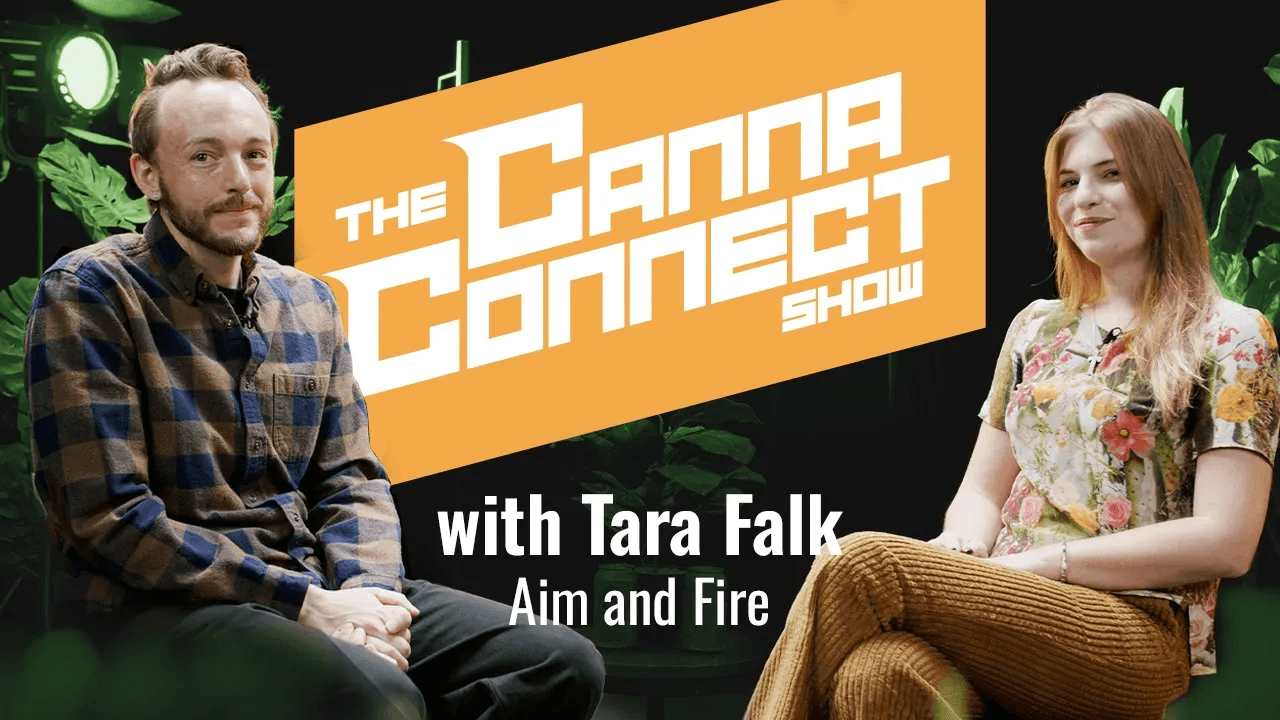 The Canna Connect Show episode featuring Tara Falk of Aim and Fire seated in studio