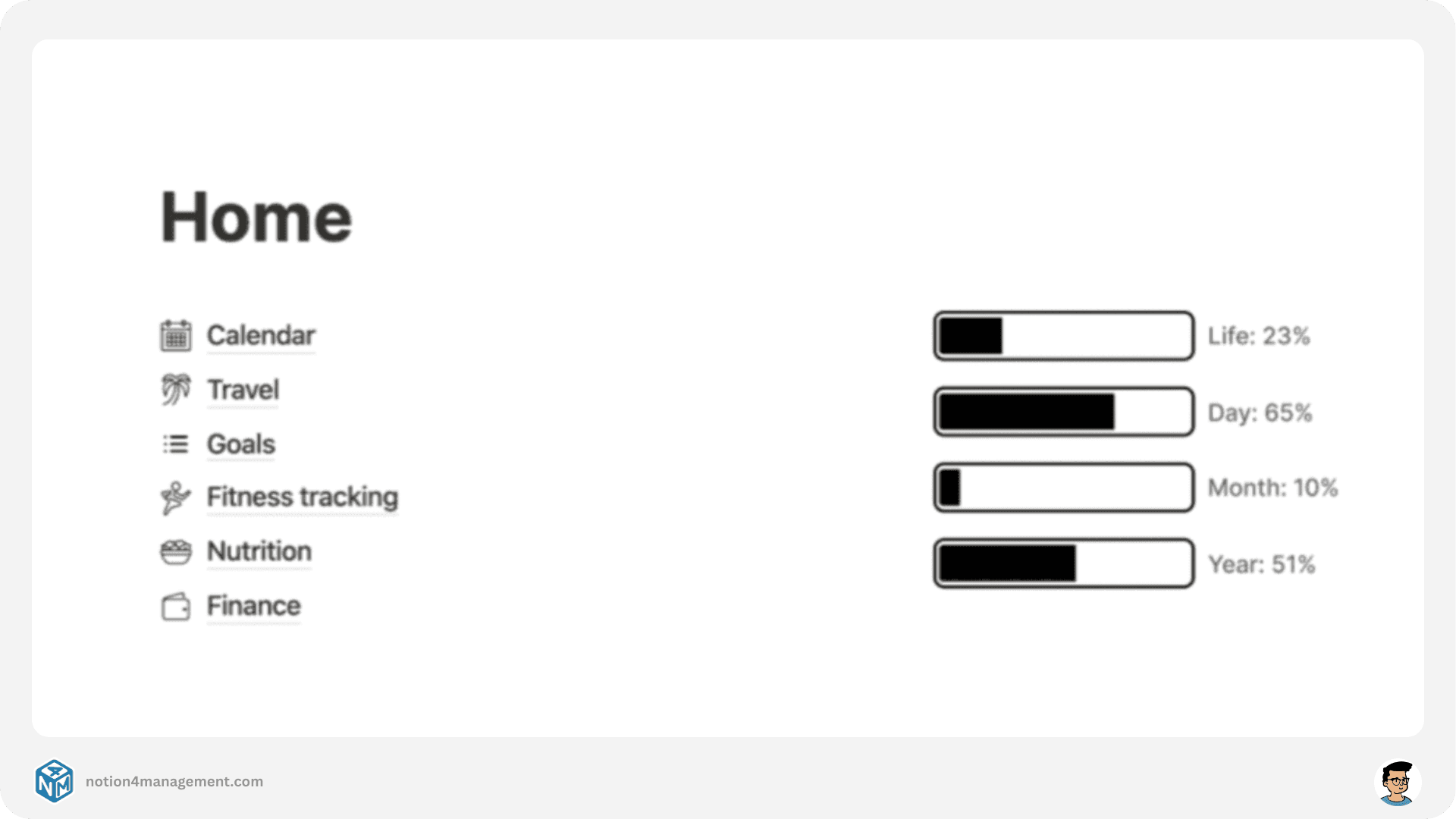 notion life tracker widget