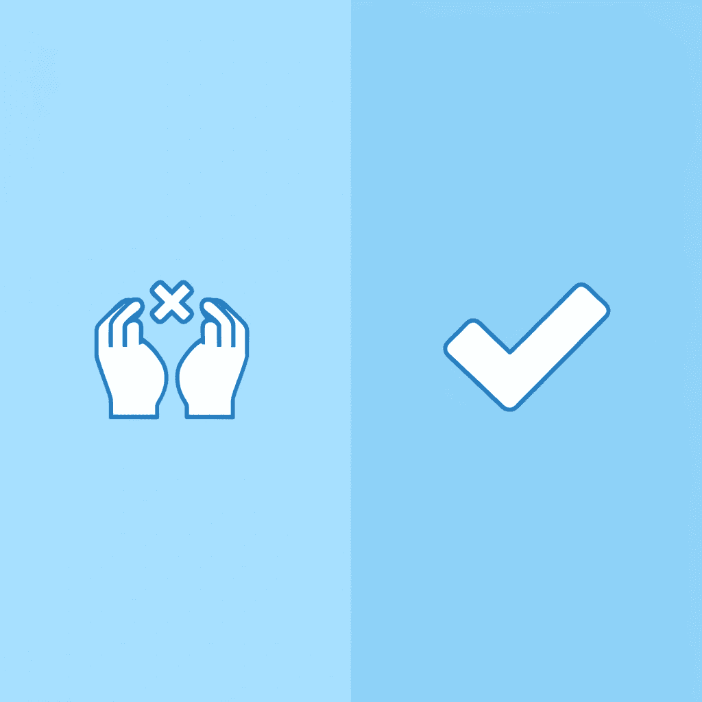 Before and after comparison showing worksheet-based instruction versus hands-on manipulation with effectiveness improvement