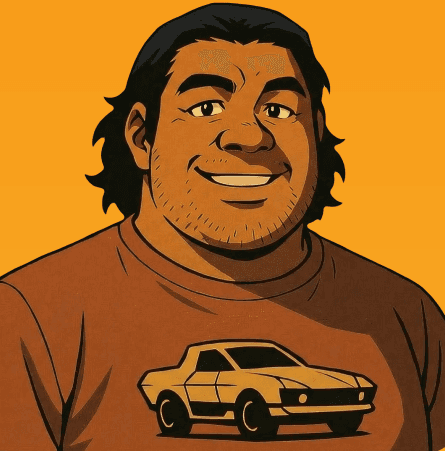 illustrated bigger set man with car on shirt