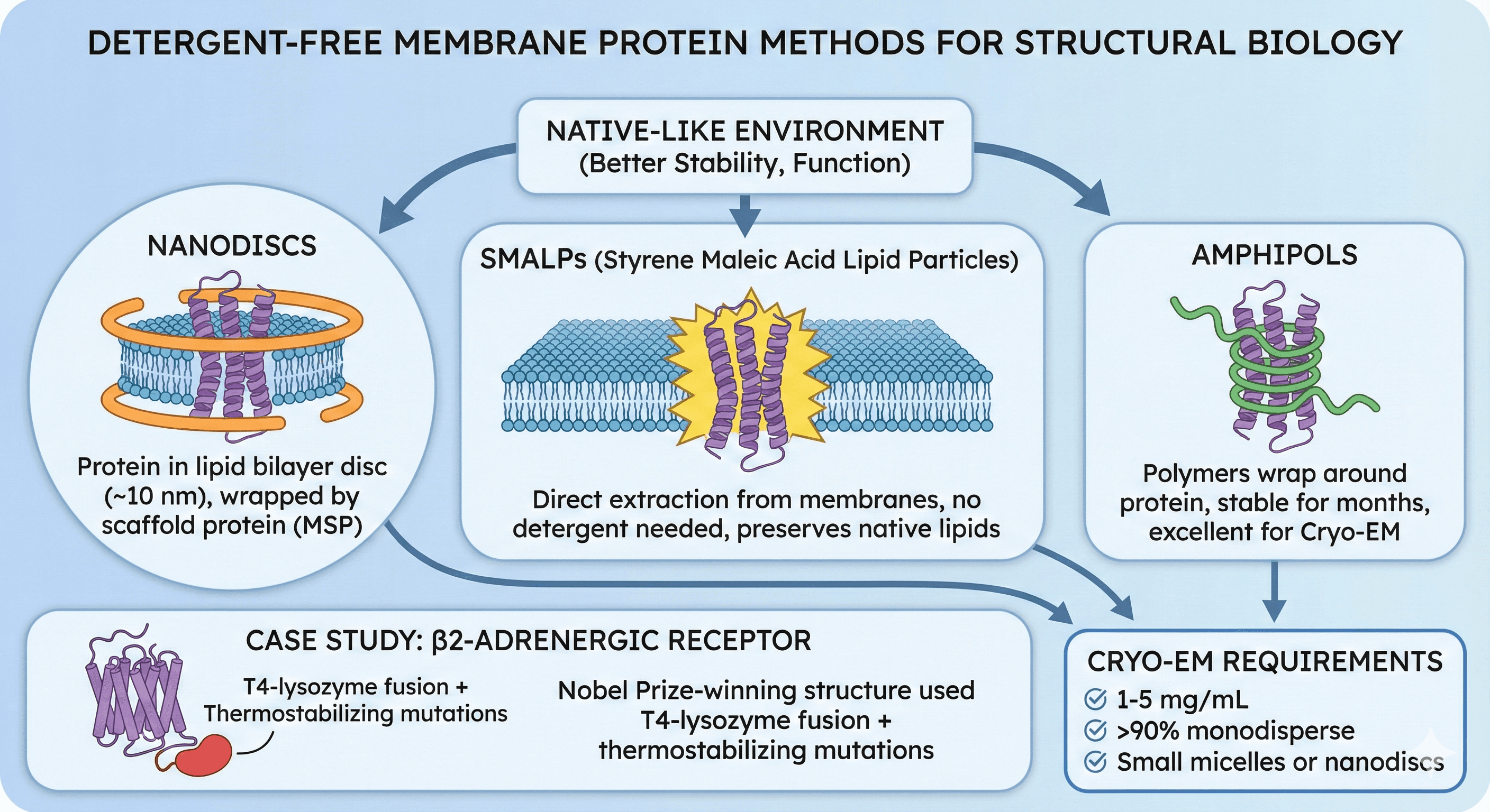Diagram Showcasing Detergent-Free Membrane Protein Purification Methods
