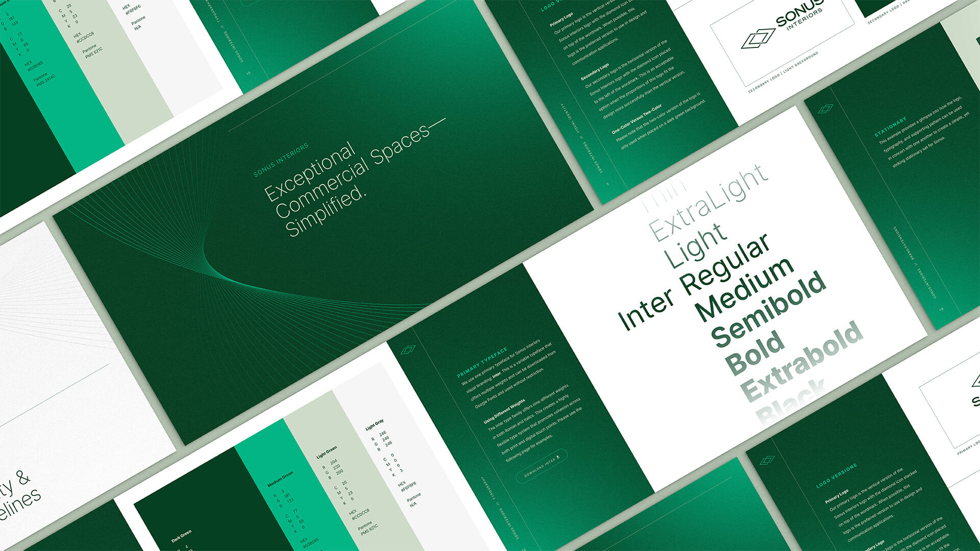 Staggered layout of Sonus Interios brand guidelines