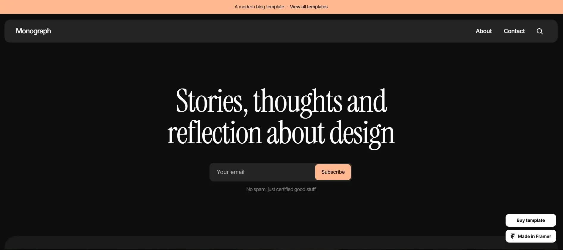 monograph framer blog template