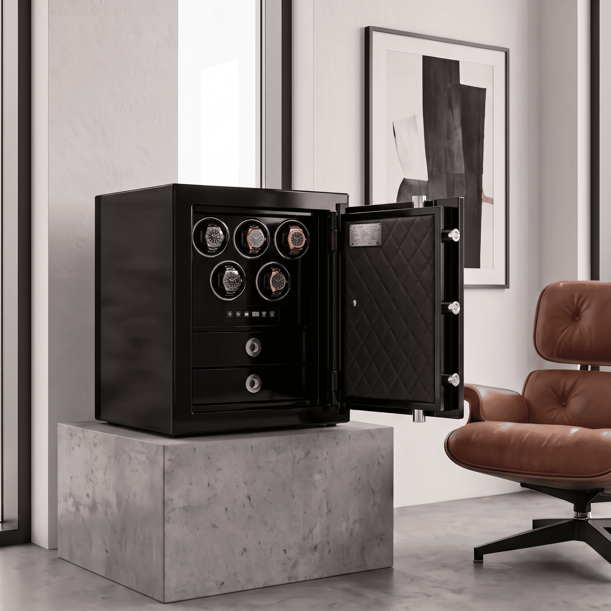 Arcana Medium luxury safe in gloss black, view 6