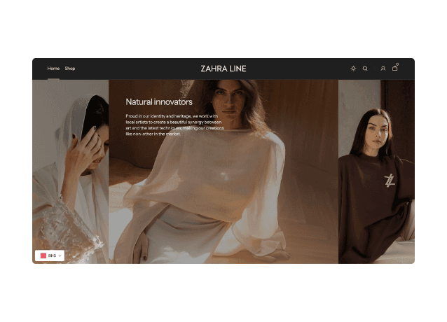 Zahra Line Website Home Page