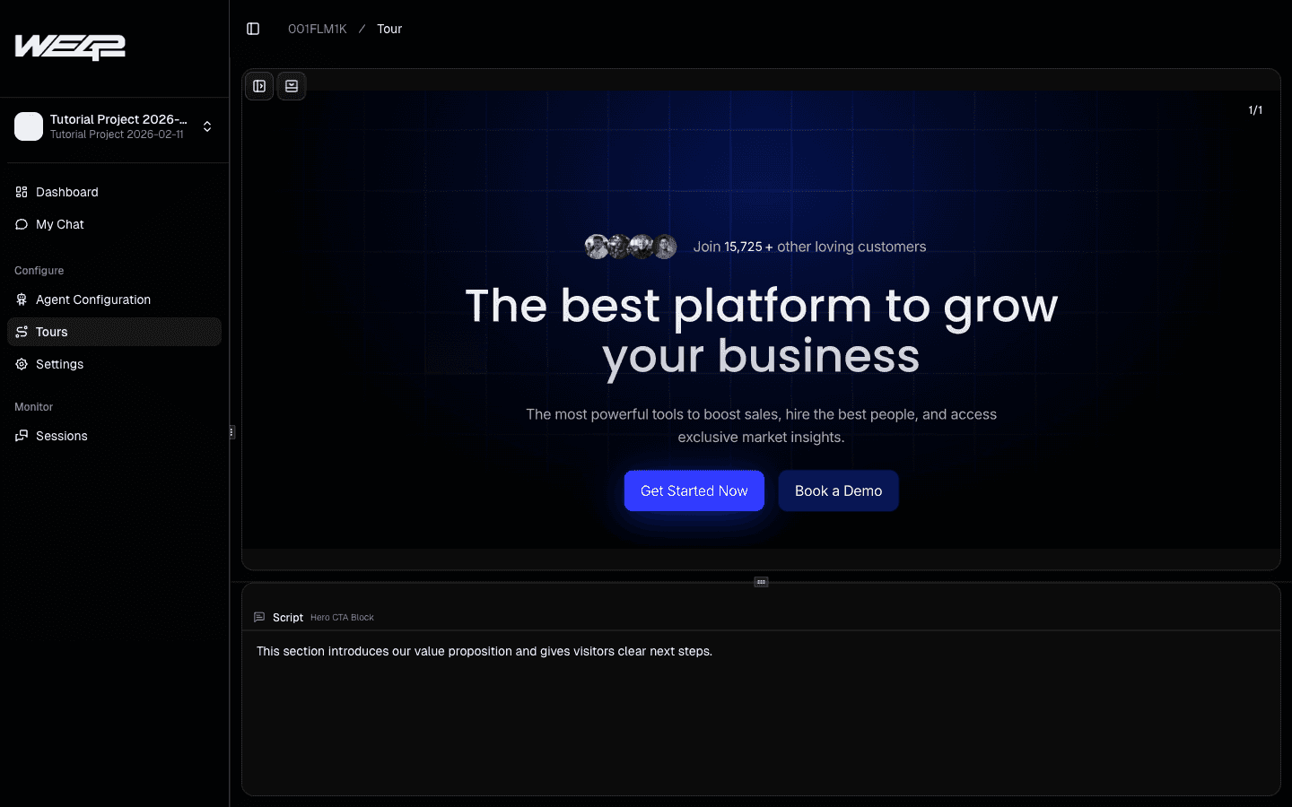 Tour preview after saving steps
