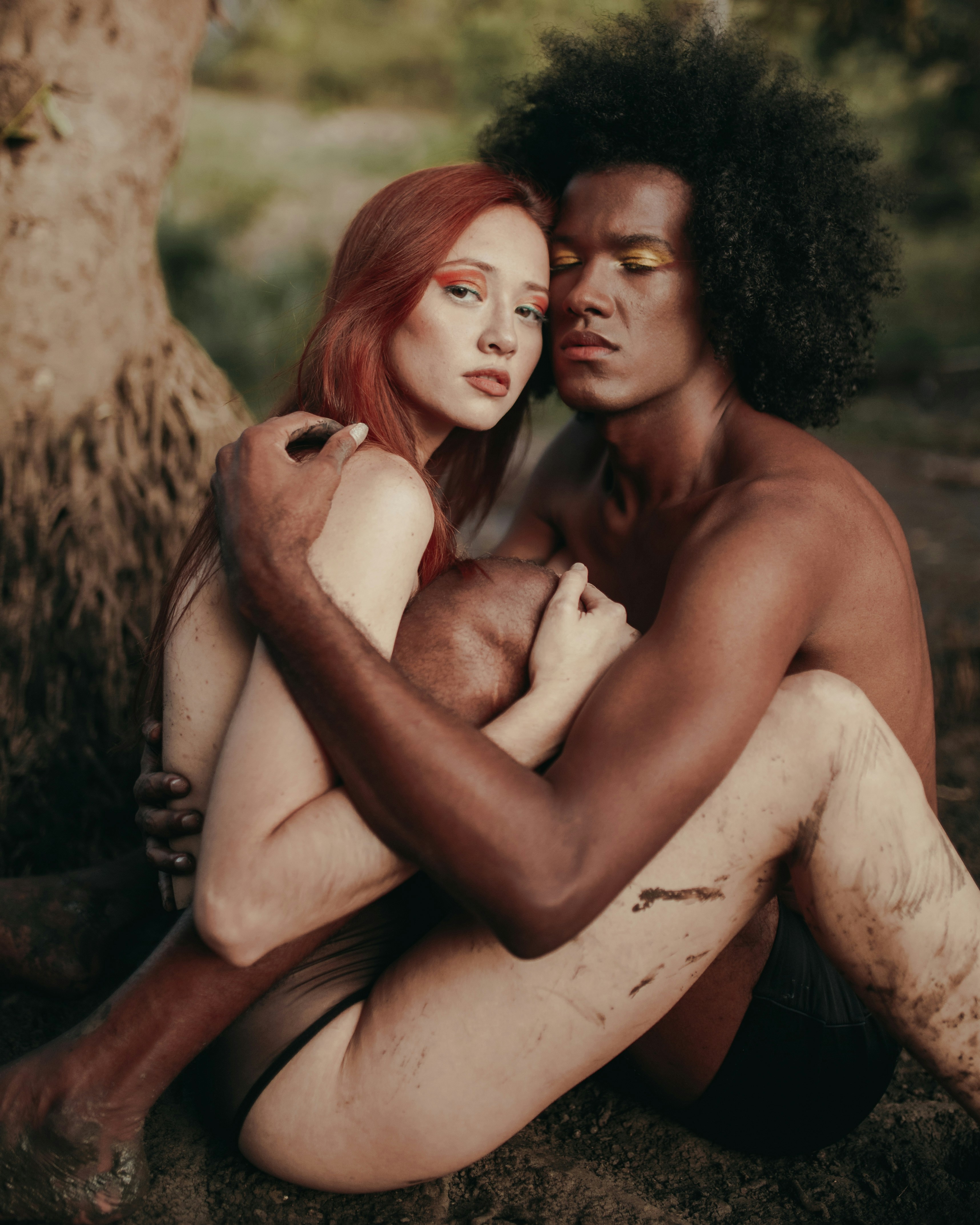 woman and man holding together