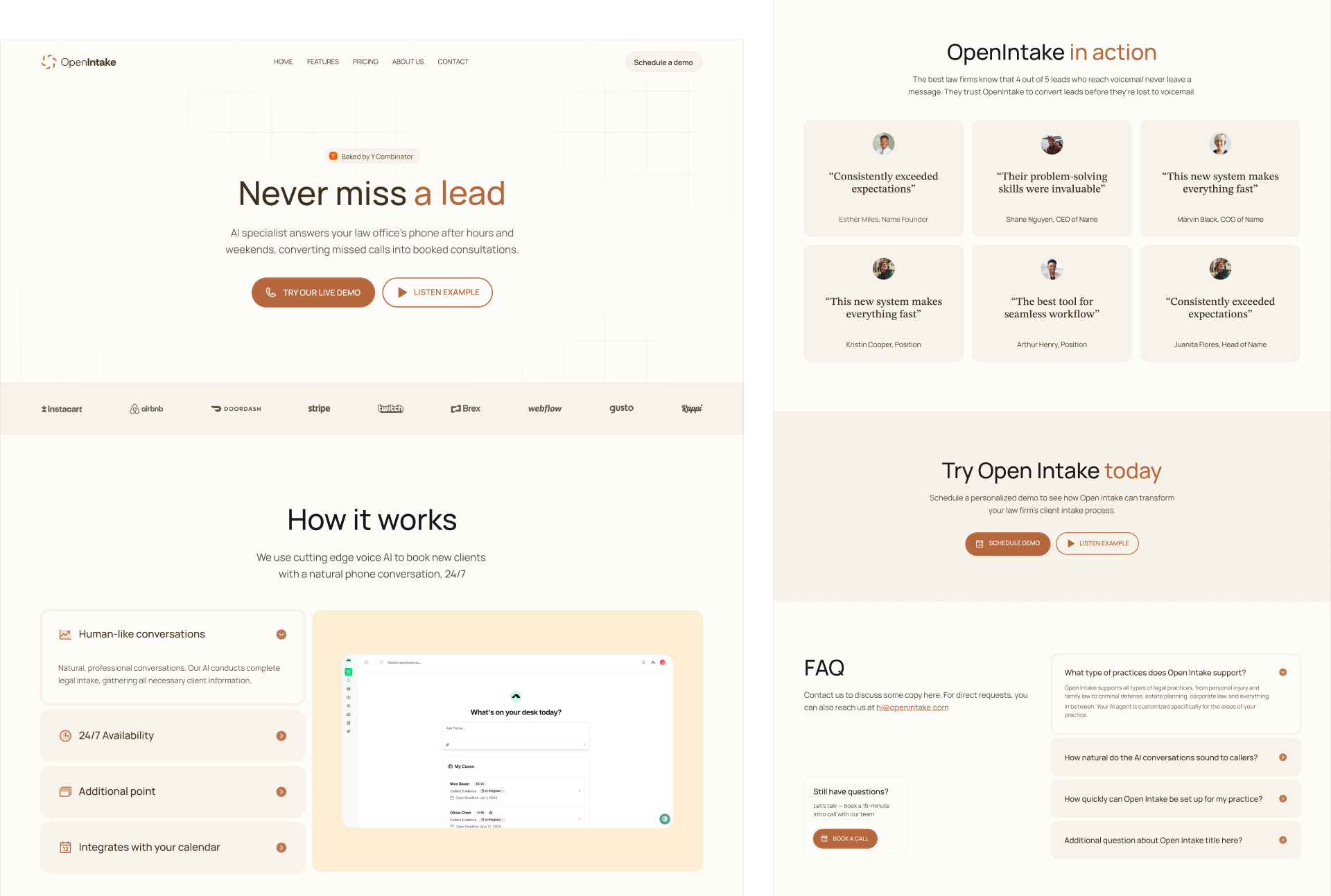 Open Intake homepage