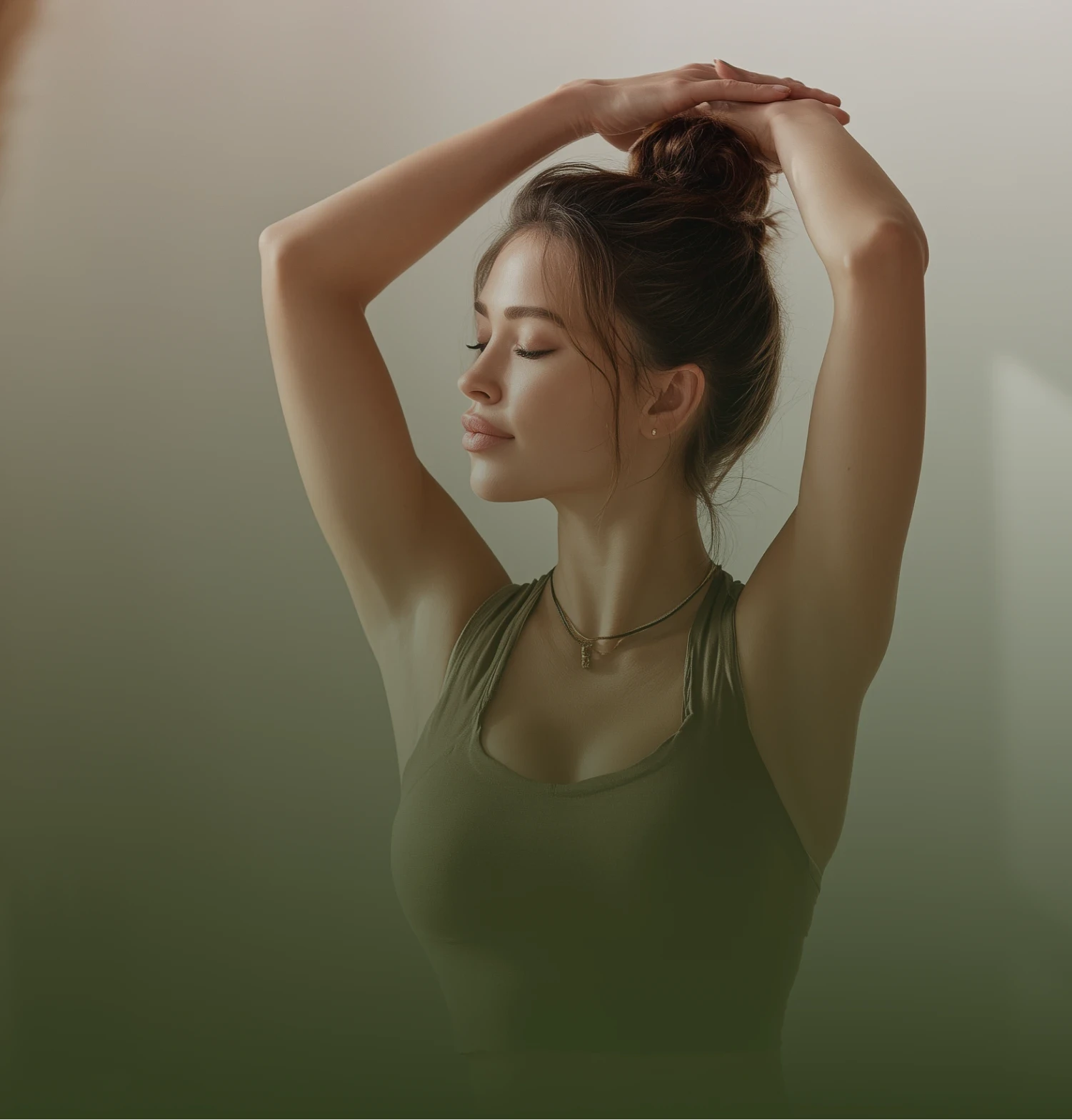 Woman stretching arms overhead