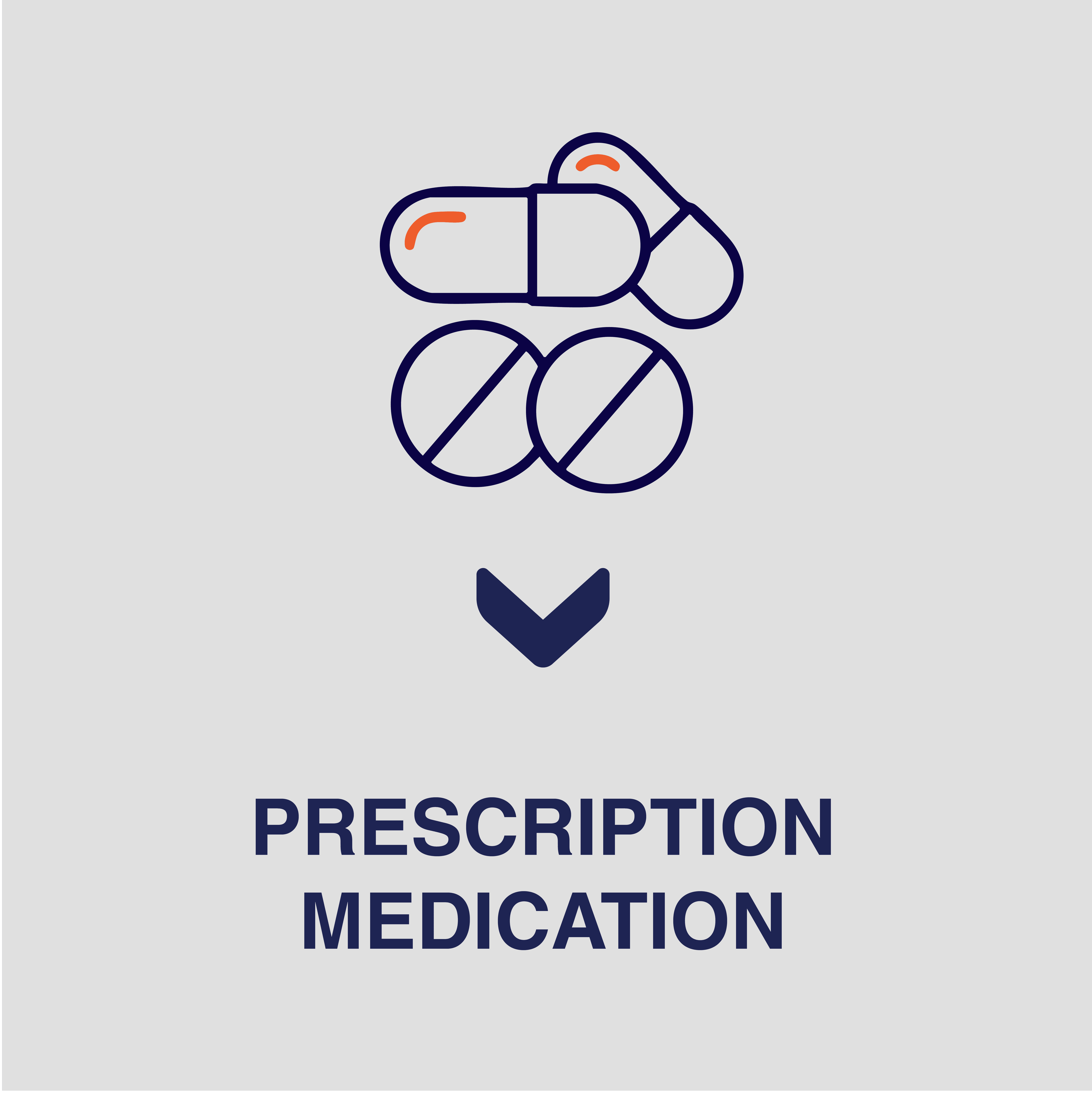 icon of blue edicne capsules on a white background with blue writing that says prescription medication