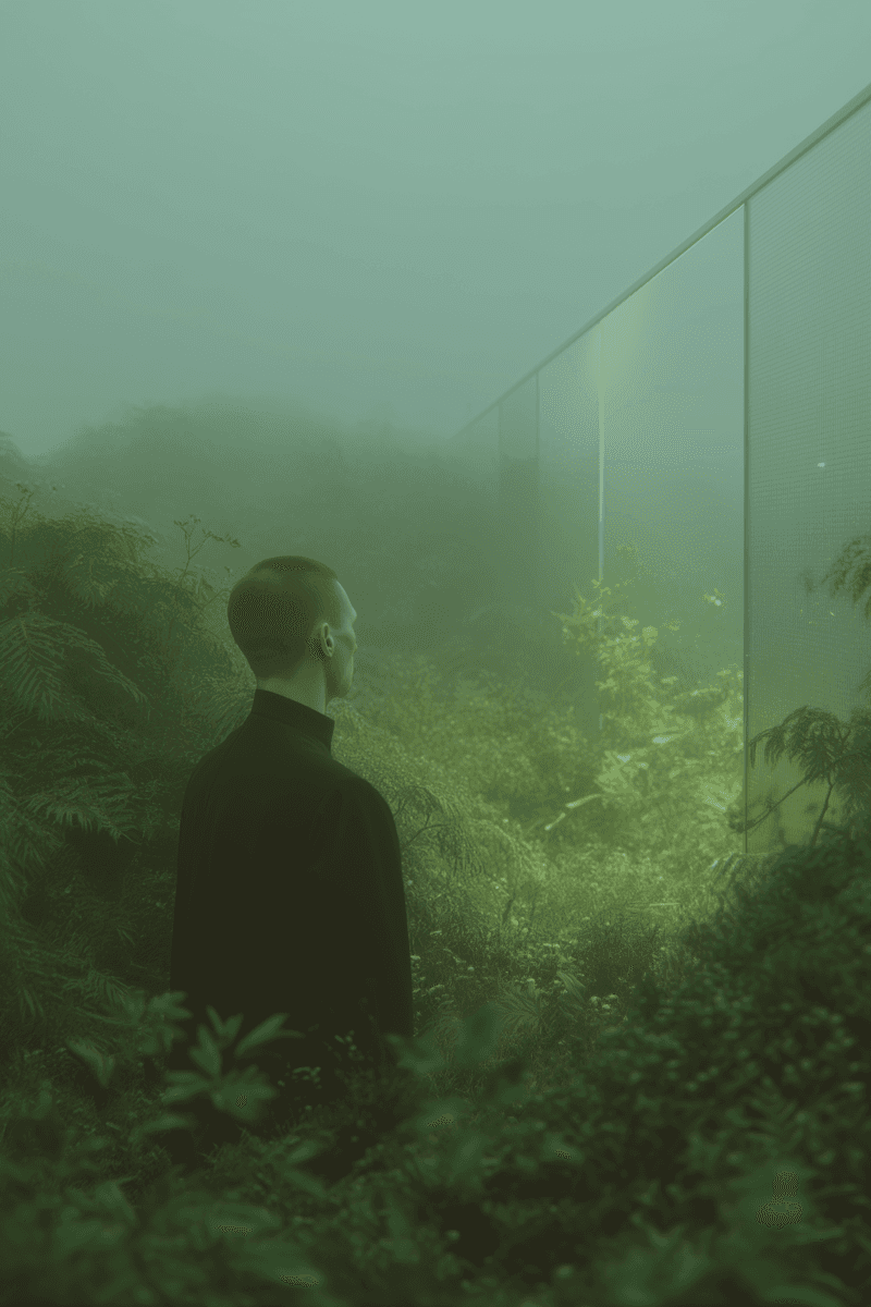 Silhouette of a woman in light and shadow