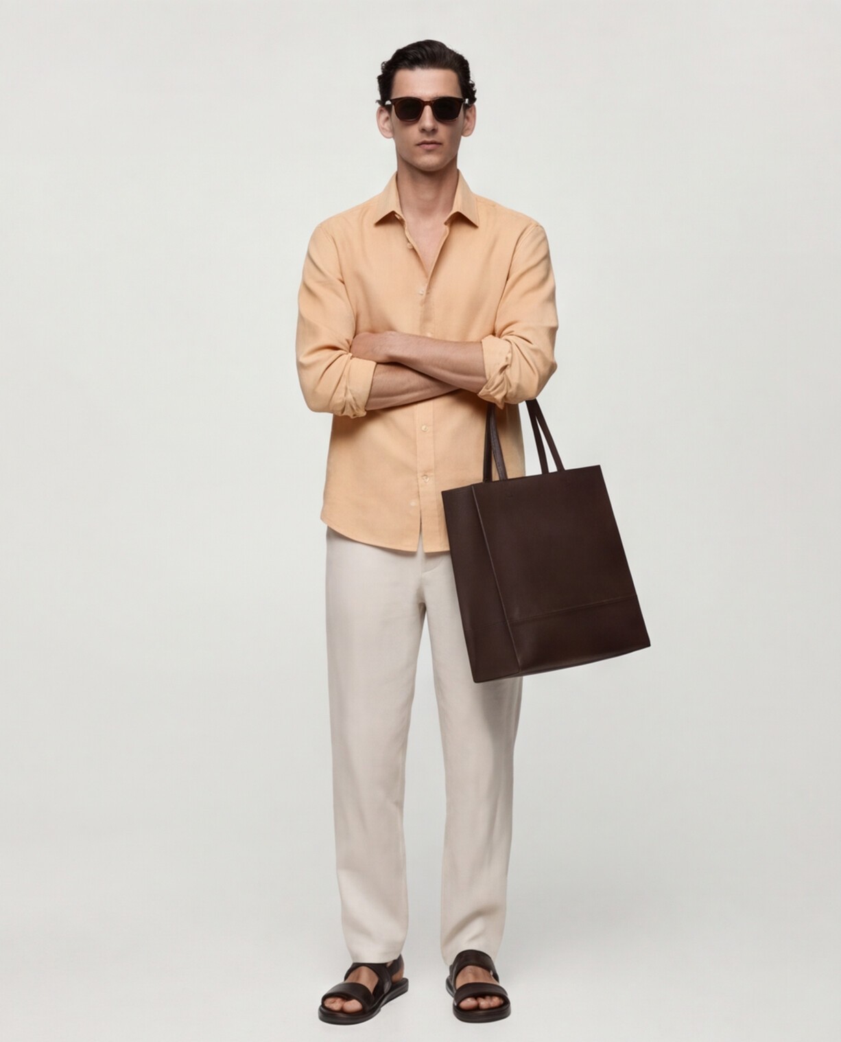 Peach Linen Shirt with Relaxed Trousers