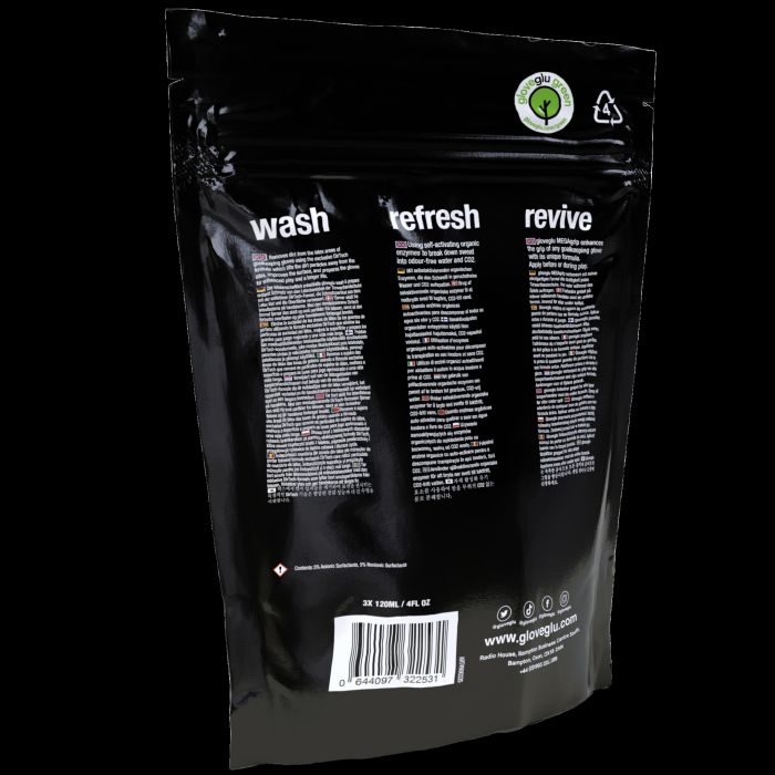 Gloveglu MEGAgrip Glove Care System — achterzijde verpakking