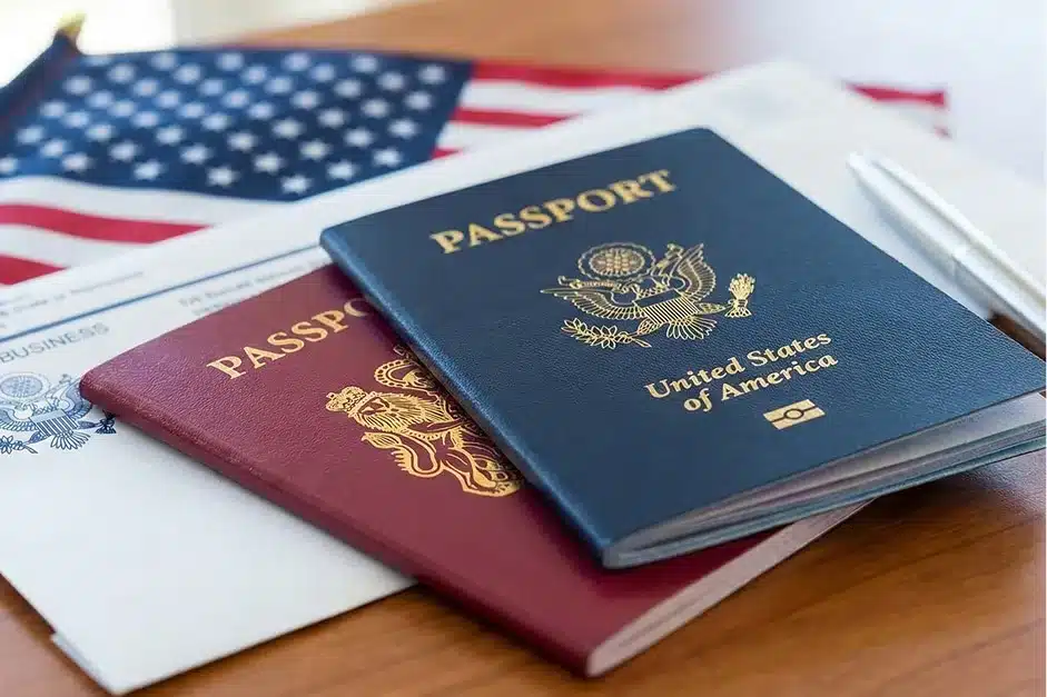 two passports illustrating the dual citizenship