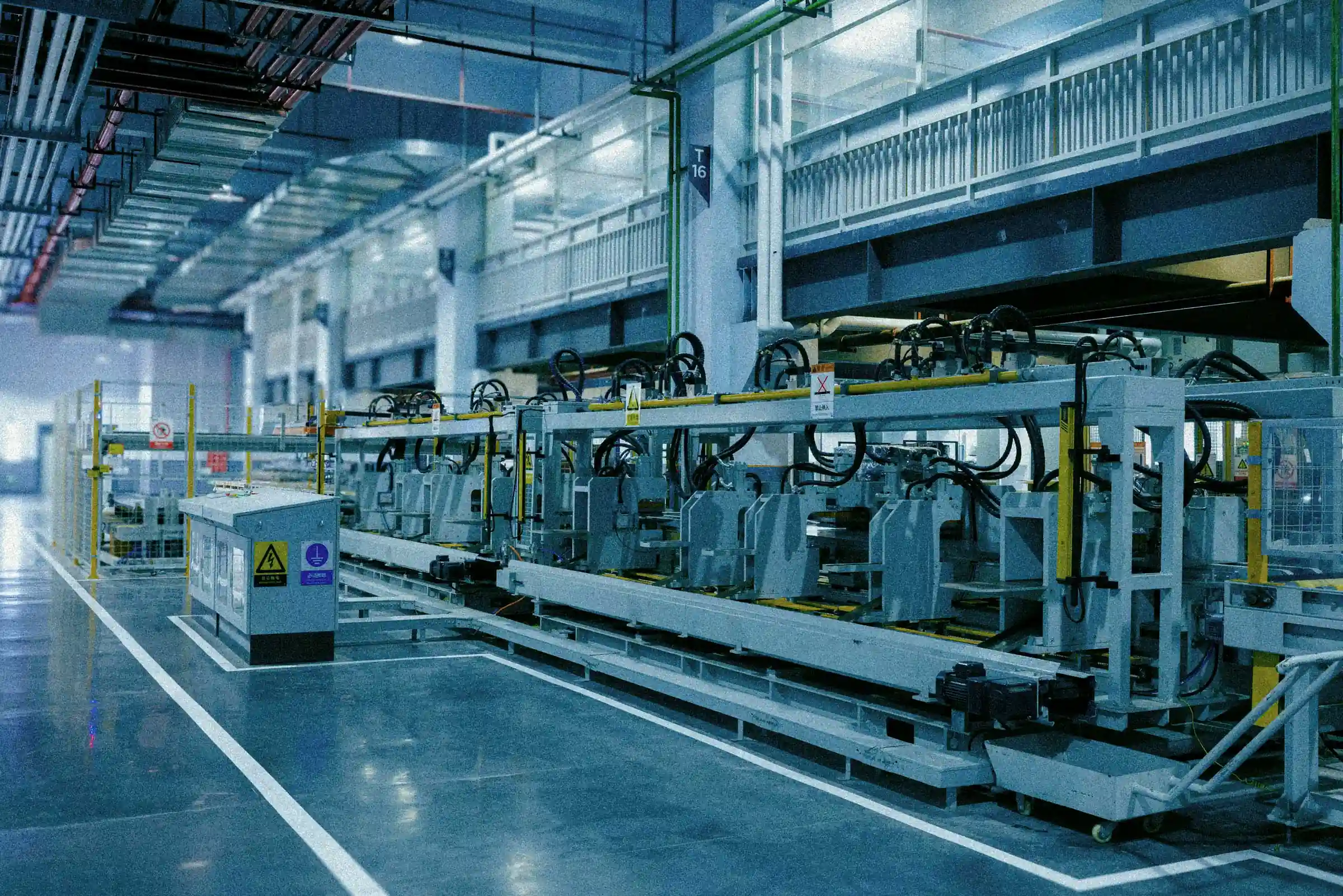 Assembly line machinery in a modern factory.