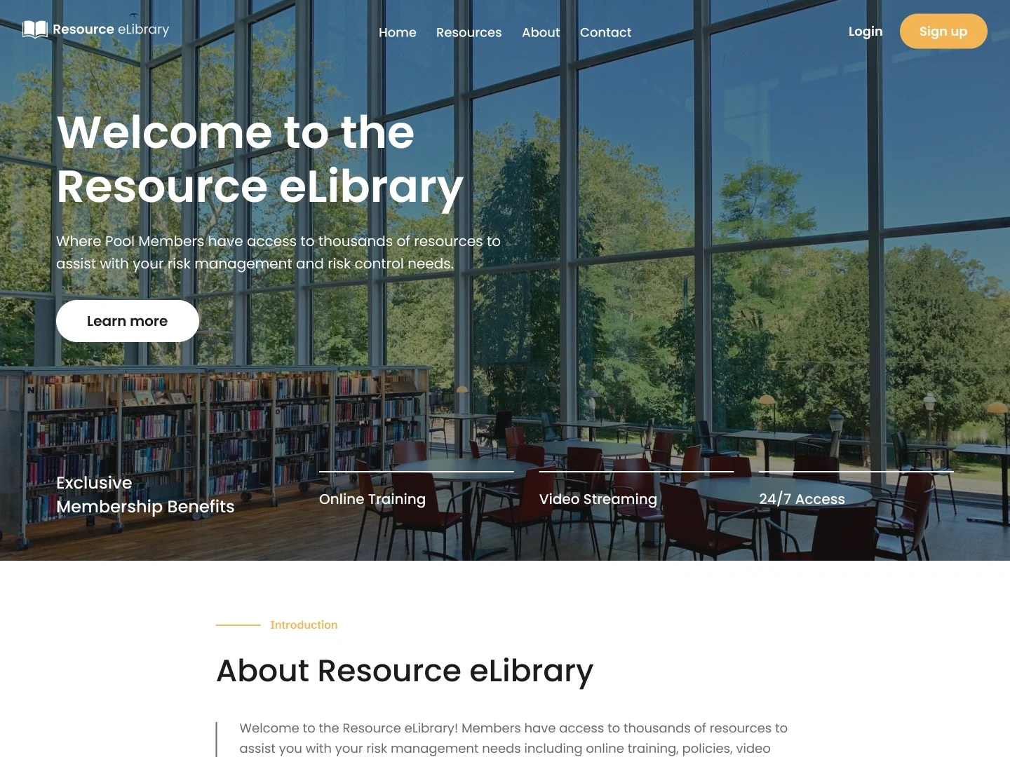 Website design for Resource eLibrary - architecture resources platform