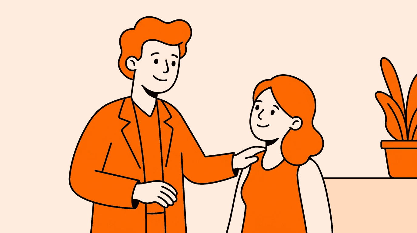 doctor with patient hand on shoulder