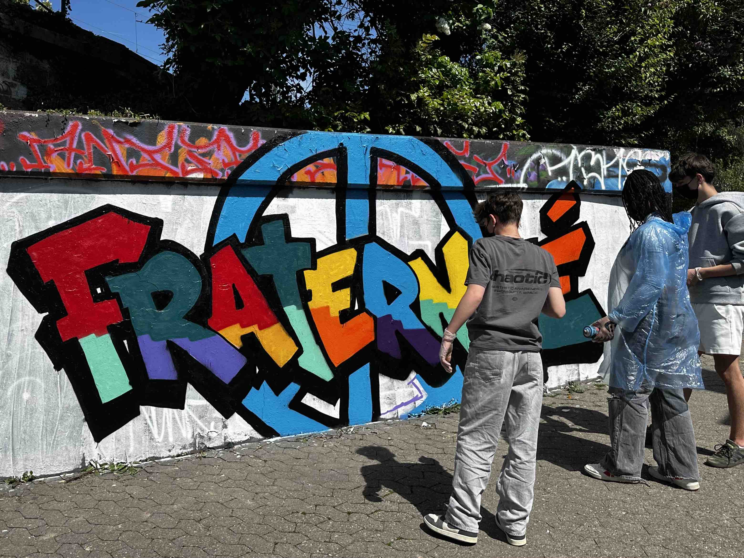 Graffiti-Workshop mit französischen Austauschschülern in Bingen