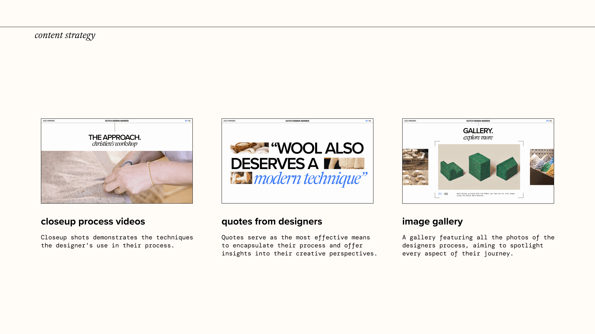 Dutch Design Awards Microsite content strategy