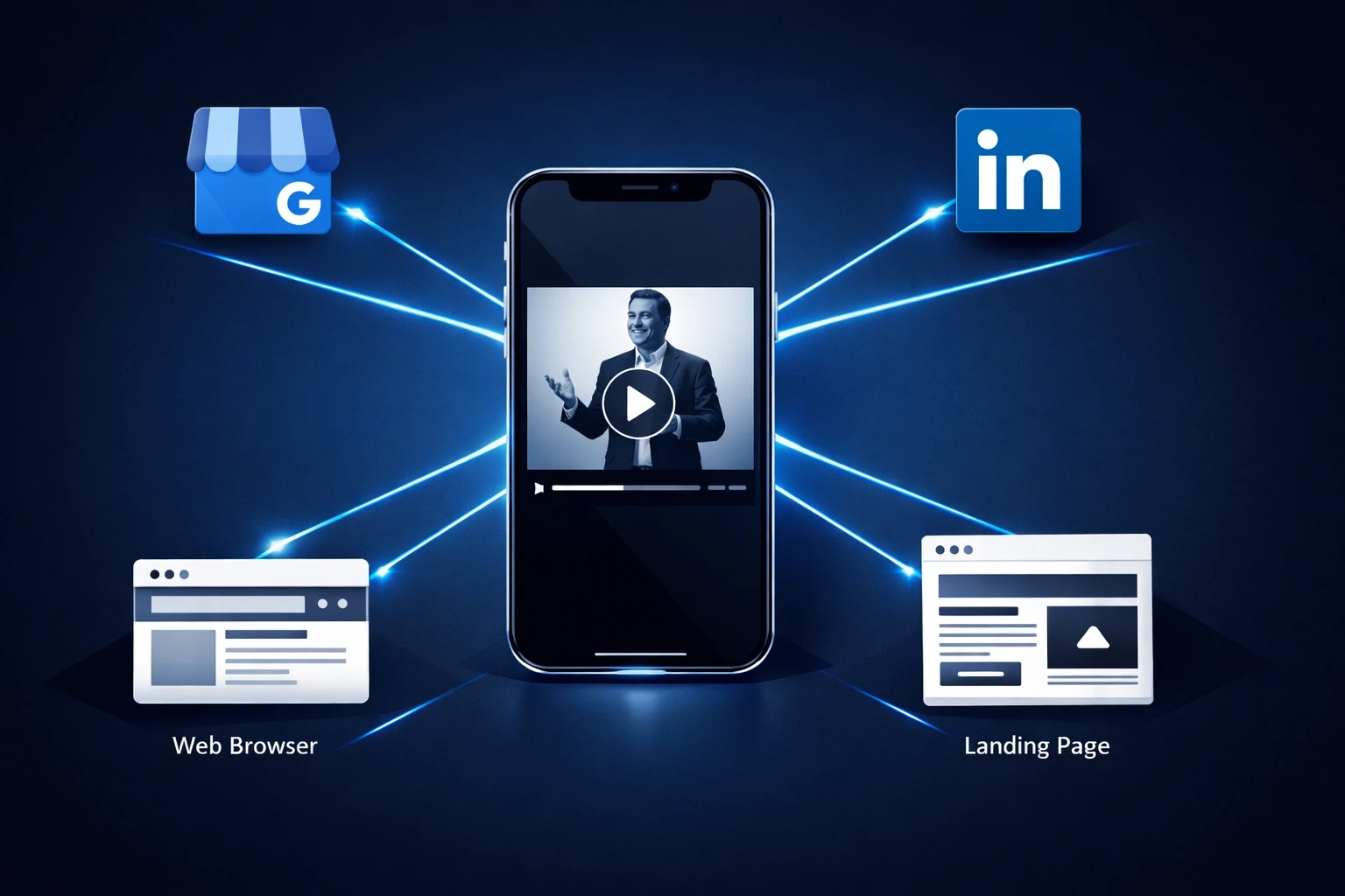 Video distribution across LinkedIn, Google Business Profile, and website touchpoints