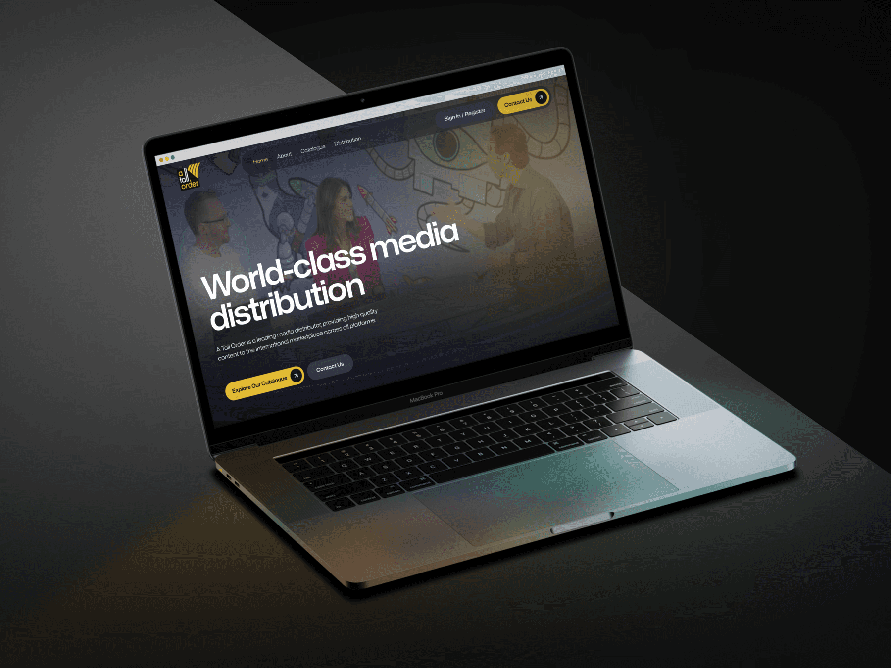 Mac showing a website design for A Tall Order