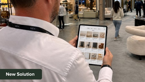 Orderchamp Cloud Sales App used on tablet to browse products at tradeshow