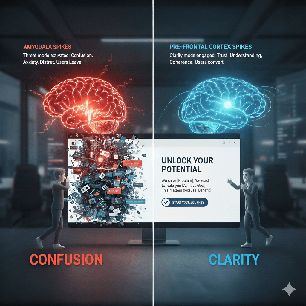 Amygdala versus prefrontal cortex in landing pages