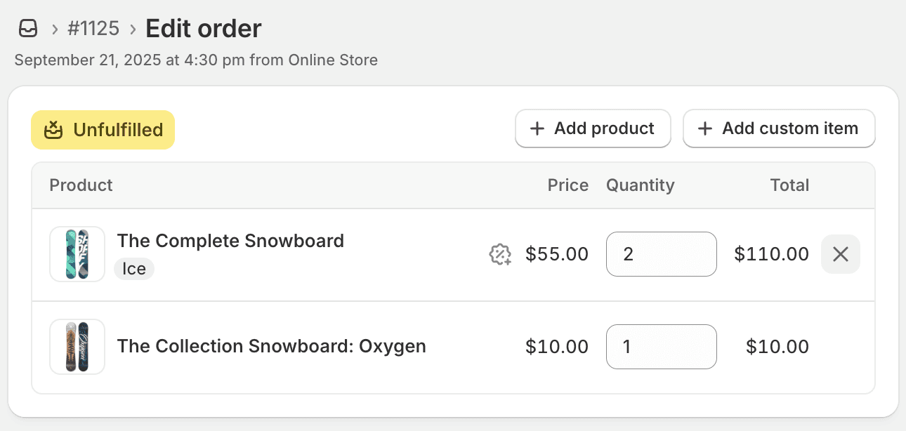 Edit products in Shopify Admin