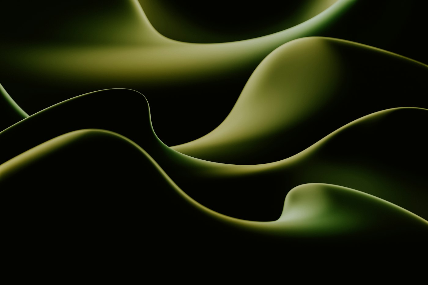 Dark olive light ribbons folding across a black surface, representing connected data sources