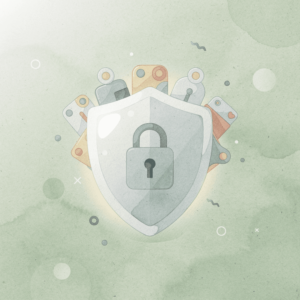 Scene illustration of a shield failing to protect personal data