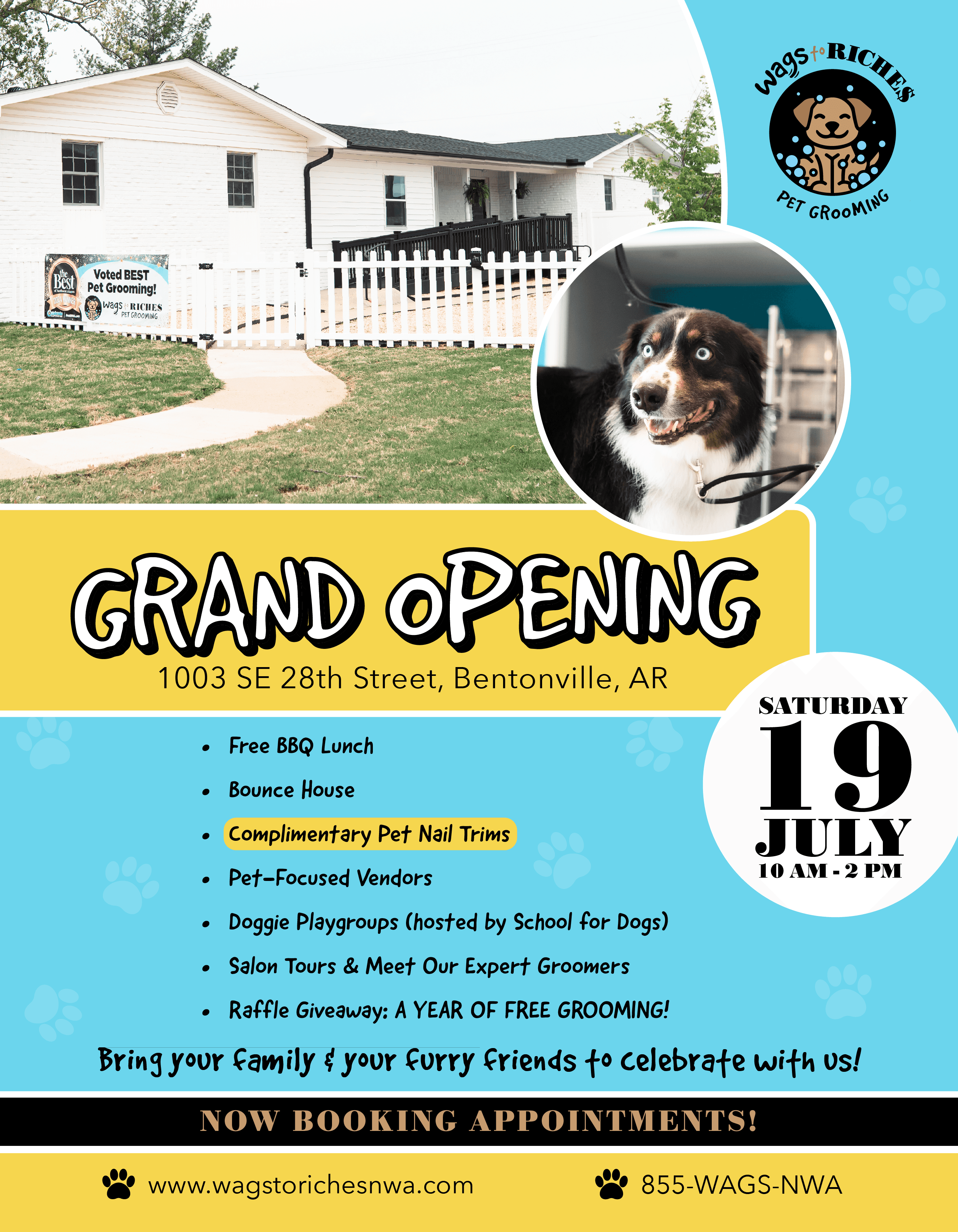Wags To RIches grand opening Event poster! Details Below