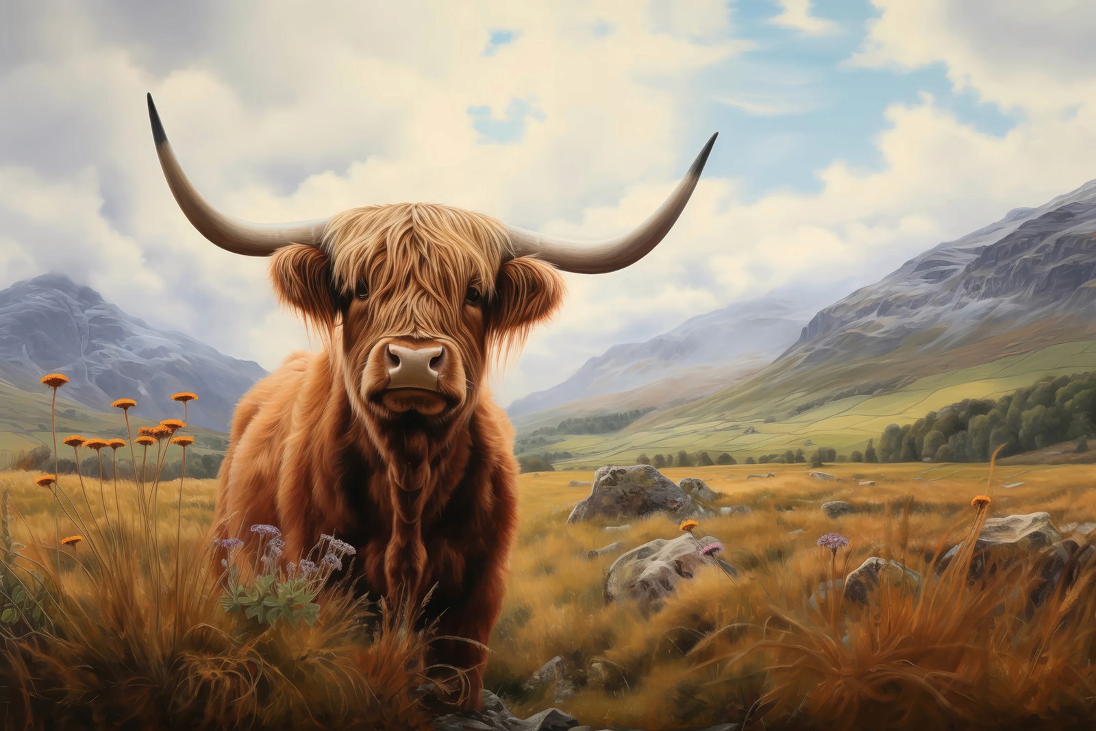 Folk Fable AI painting or cow