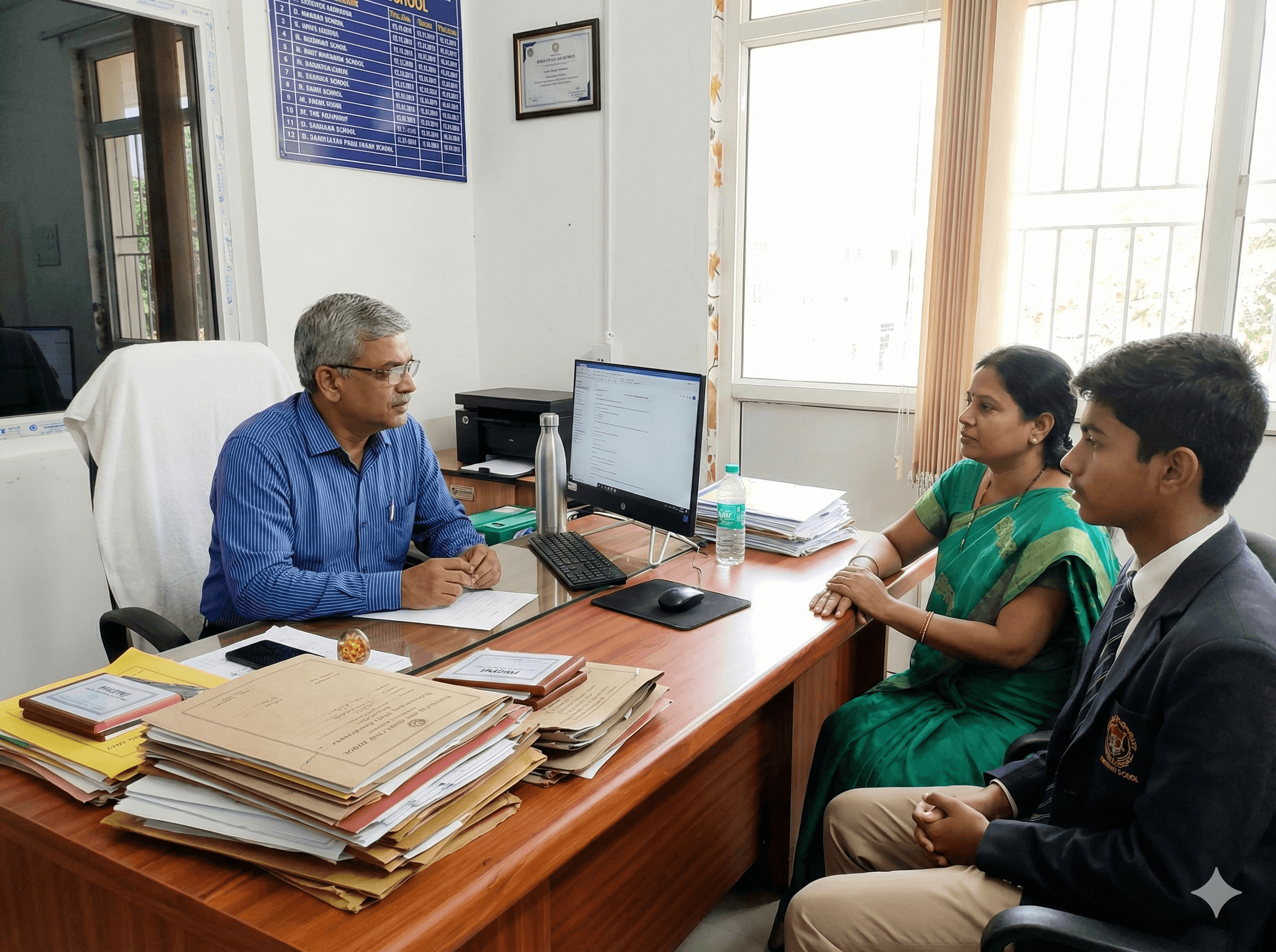 Three children jumping in burlap sacks during a race.
