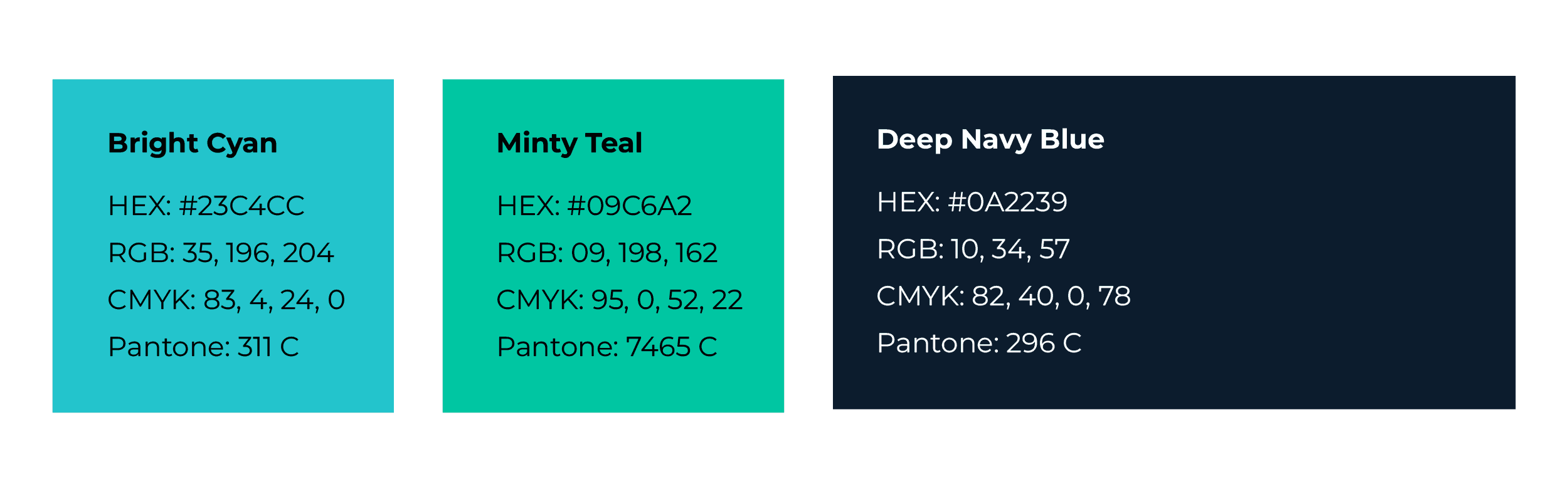 Muvi's colour palette - cyan, teal, navy blue