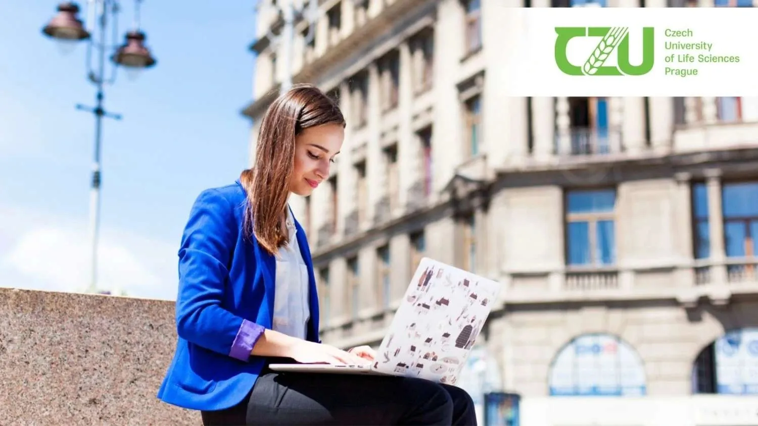 Student working on a laptop at CZU Prague.