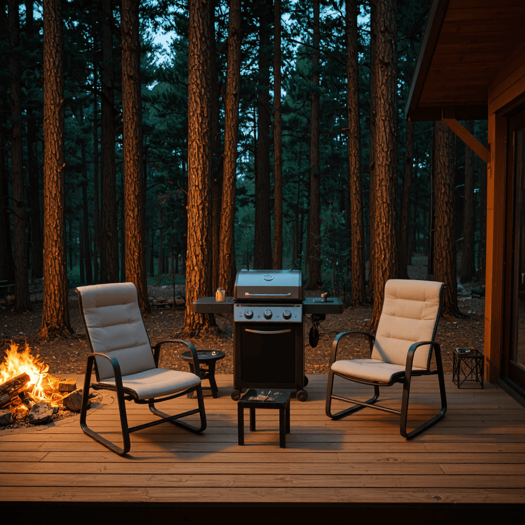 product photography of outdoor patio area with furniture and grill