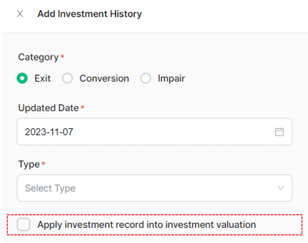 Add Investment History