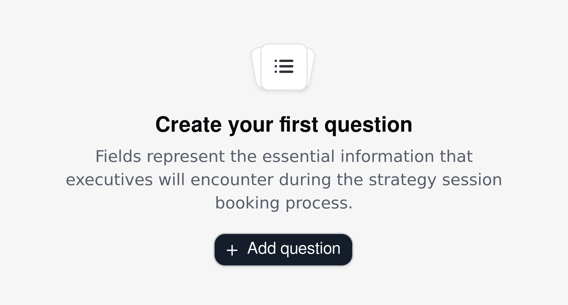 Create form question interface for routing corporate strategy session participants.